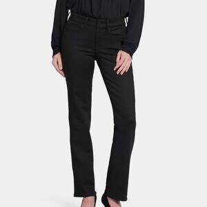 NYDJ Marilyn Straight Jeans Black Rinse LiftxTuck Technology Size 14